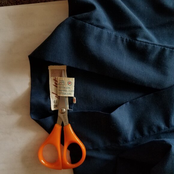 Colourful embroidery Chinese dragon & clouds, navy blue robe, S, M, vintage 80s - Picture 5 of 8